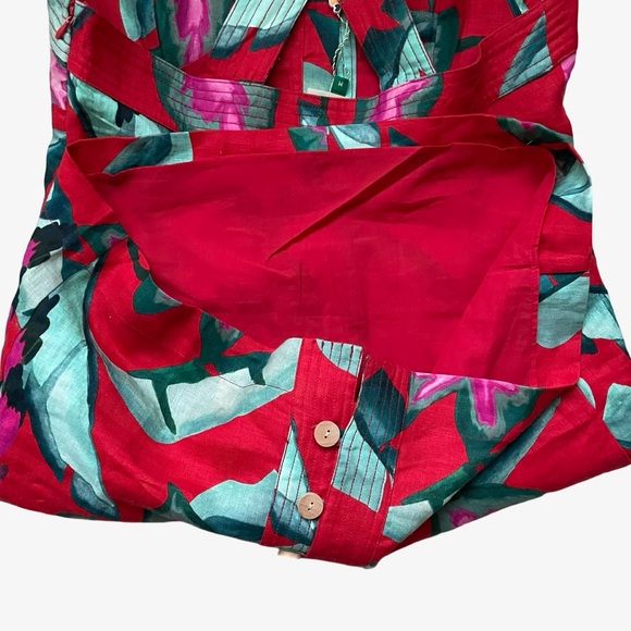 FARM Rio Summer Foliage Cross Back Mini Dress Red Medium NWT - Picture 9 of 16